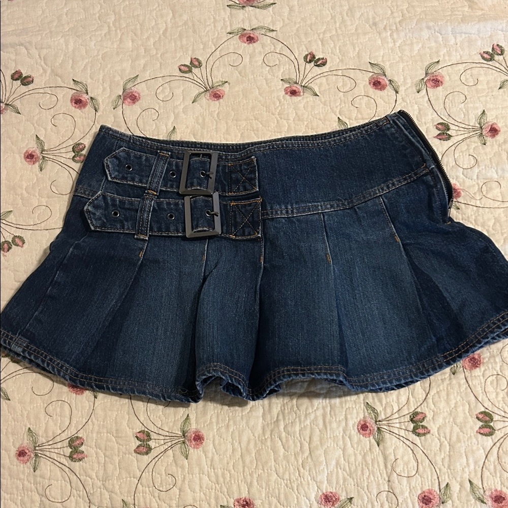 BDG Denim Mini Skirt with Double Buckle